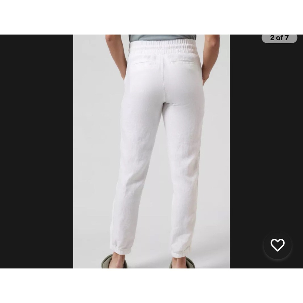 Athleta Cabo Tide 100% Linen Jogger Pants White Womens Size 16 Drawstring Pullon - Picture 4 of 16
